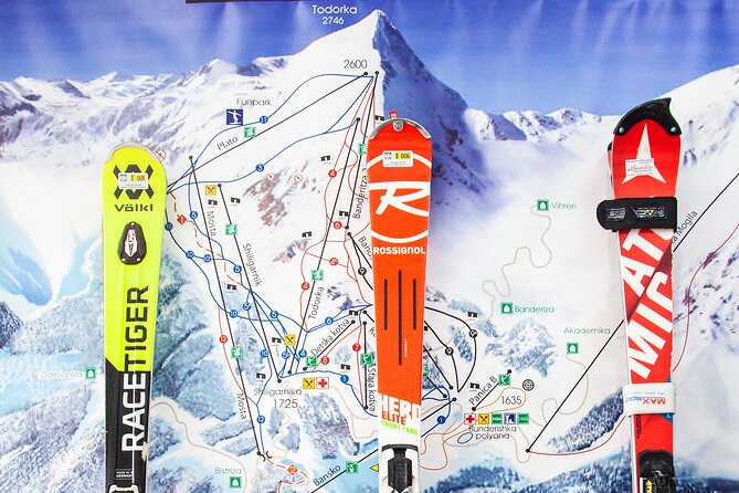 Ski and snowboard equipment in Bansko,Bulgaria - Picking between skis and a snowboard